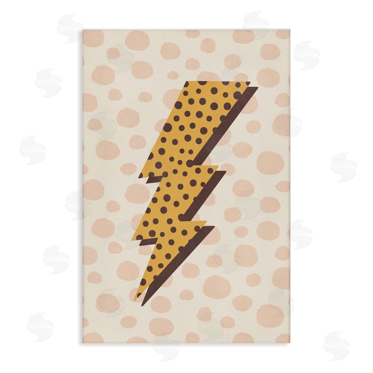 Nataly White Dotted Lightning Bolt Canvas Wall Art Print