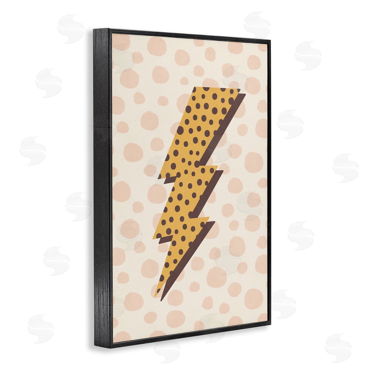 Nataly White Dotted Lightning Bolt Black Framed Giclee Wall Art Print