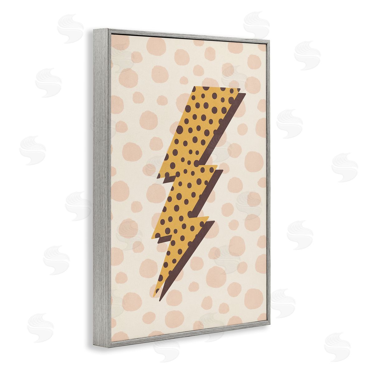 Nataly White Dotted Lightning Bolt Gray Framed Giclee Wall Art Print