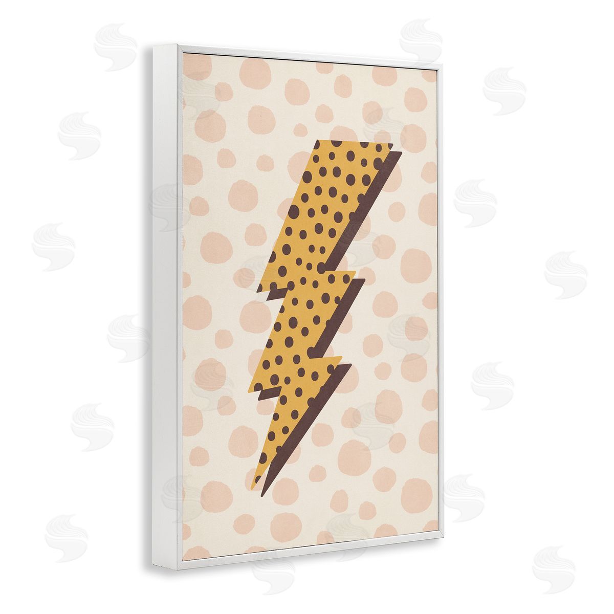 Nataly White Dotted Lightning Bolt White Framed Giclee Wall Art Print