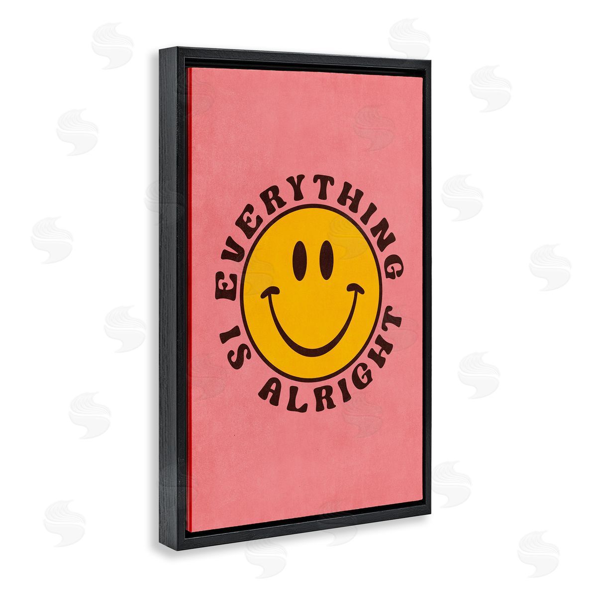 Nataly White Retro Everything Is Alright Black Floating Frame Canvas Wall Art Print