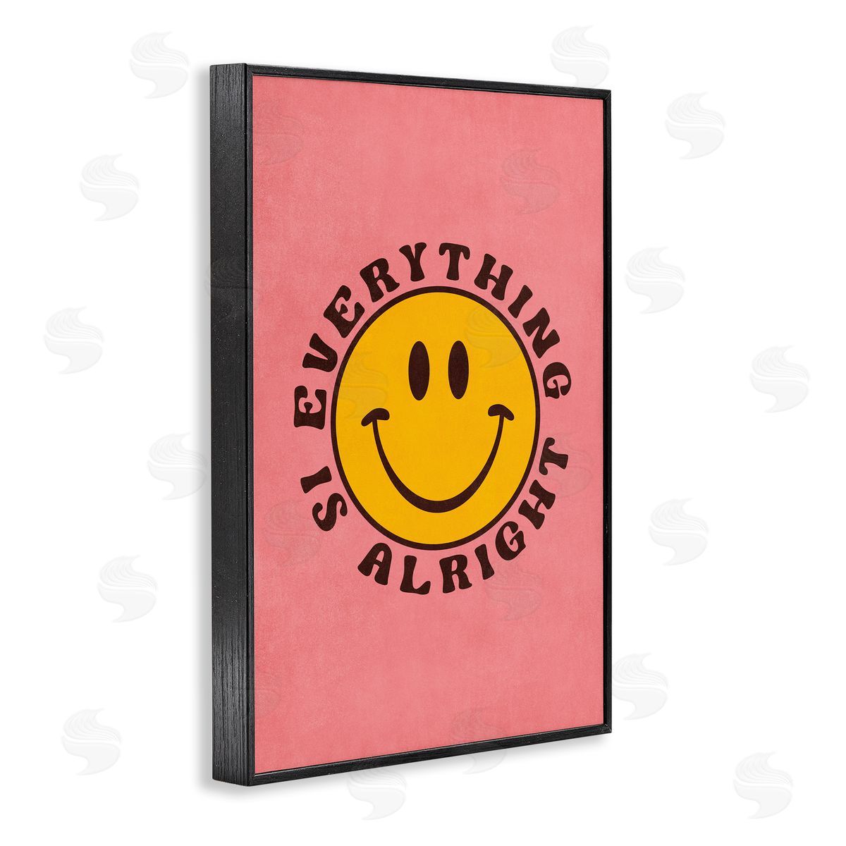 Nataly White Retro Everything Is Alright Black Framed Giclee Wall Art Print