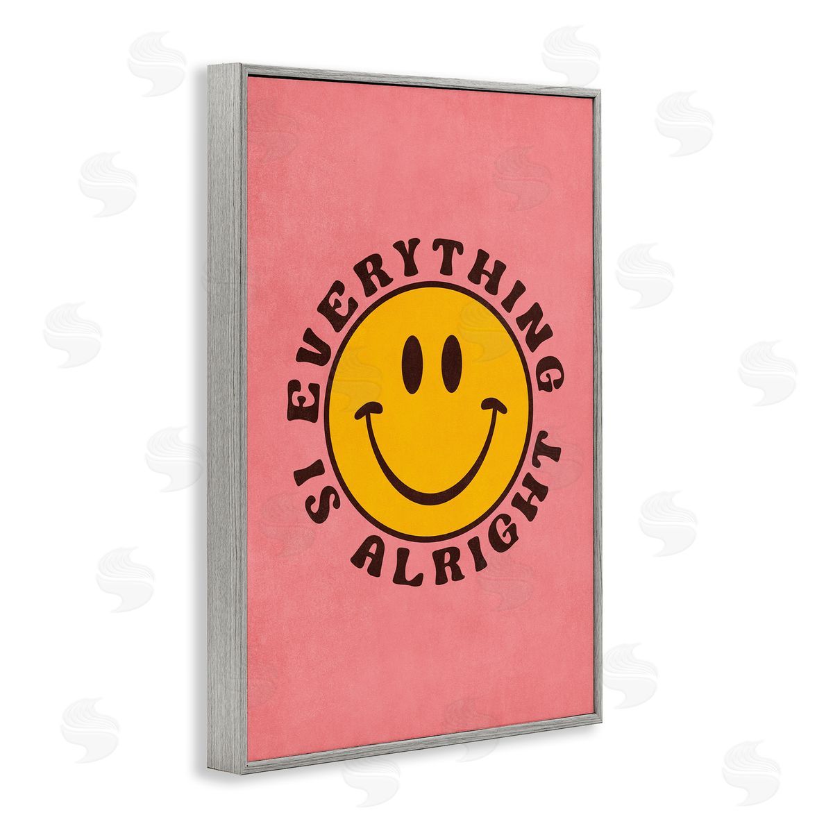 Nataly White Retro Everything Is Alright Gray Framed Giclee Wall Art Print