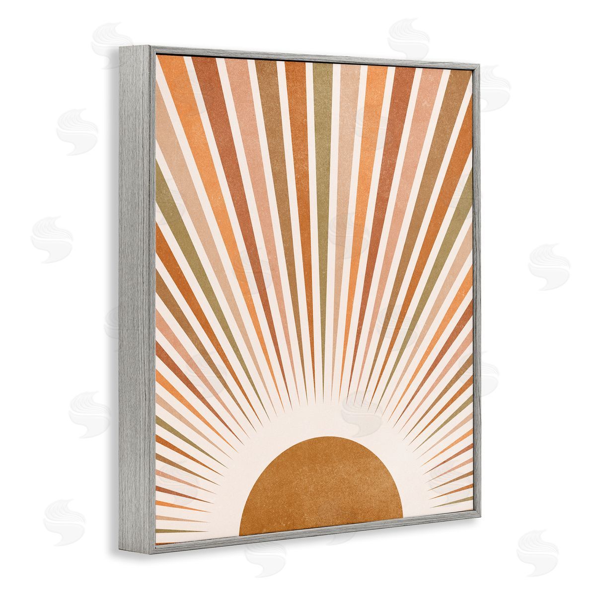 Nataly White Vintage Boho Sunburst Gray Framed Giclee Wall Art Print