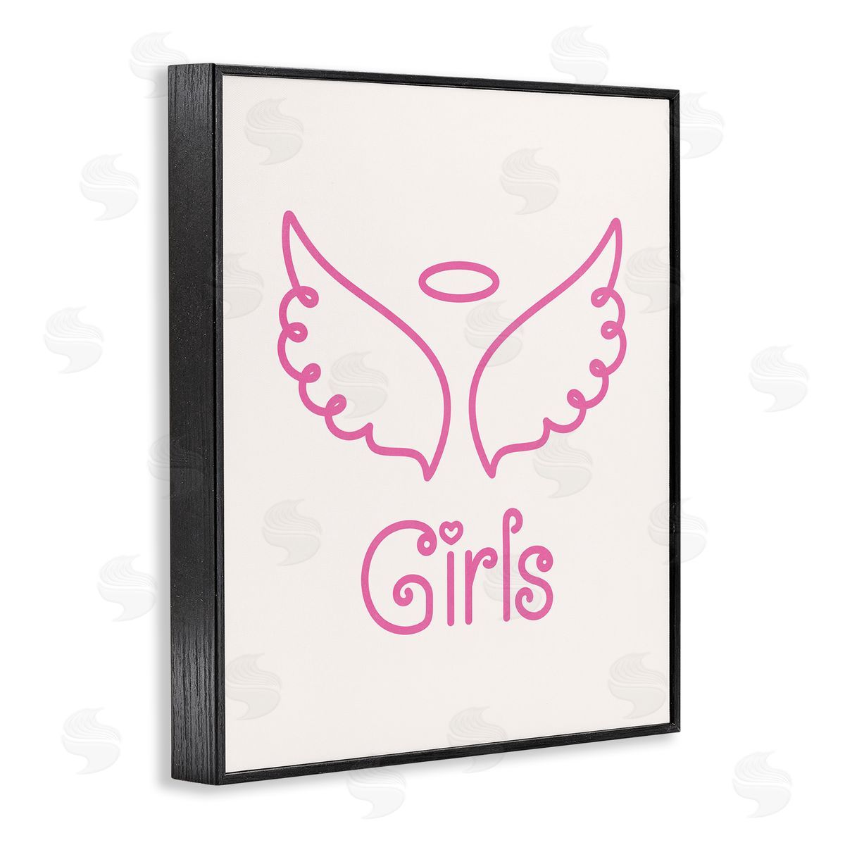 Nataly White Minimal Angel Girls Black Framed Giclee Wall Art Print