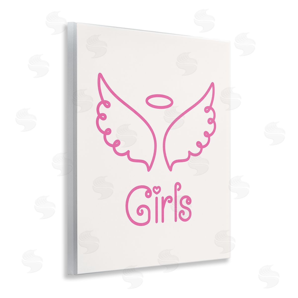 Nataly White Minimal Angel Girls Wooden Wall Plaque Art Print