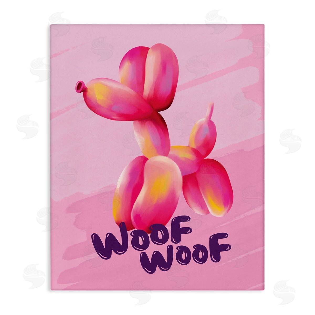 Nataly White Woof Balloon Dog Canvas Wall Art Print