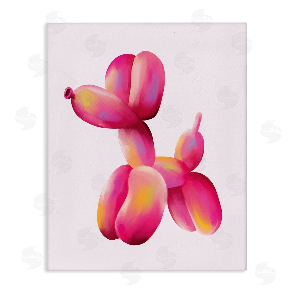 Nataly White Pink Balloon Dog Canvas Wall Art Print