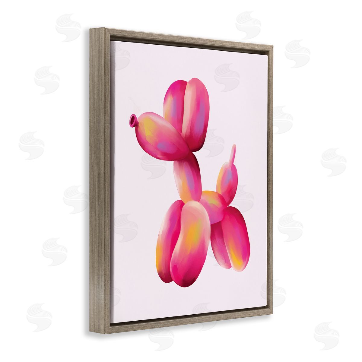 Nataly White Pink Balloon Dog Brown Floating Frame Canvas Wall Art Print