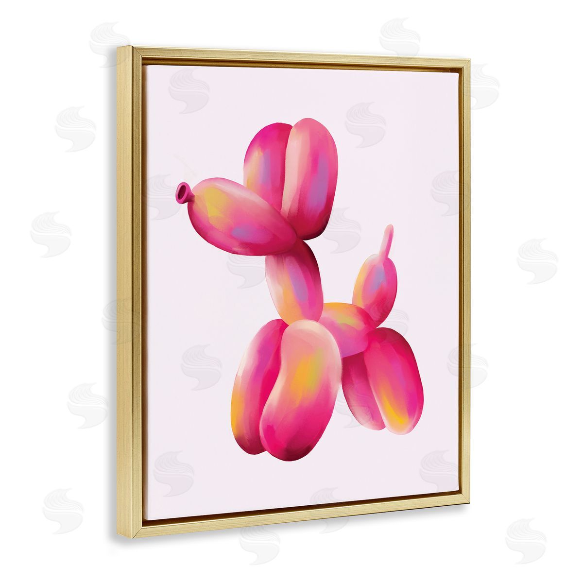 Nataly White Pink Balloon Dog Gold Floating Frame Canvas Wall Art Print
