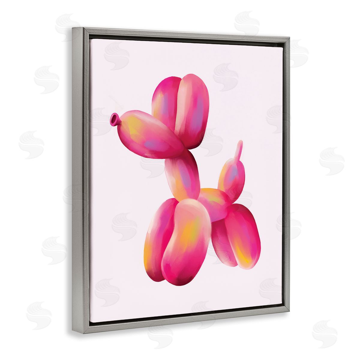 Nataly White Pink Balloon Dog Gray Floating Frame Canvas Wall Art Print