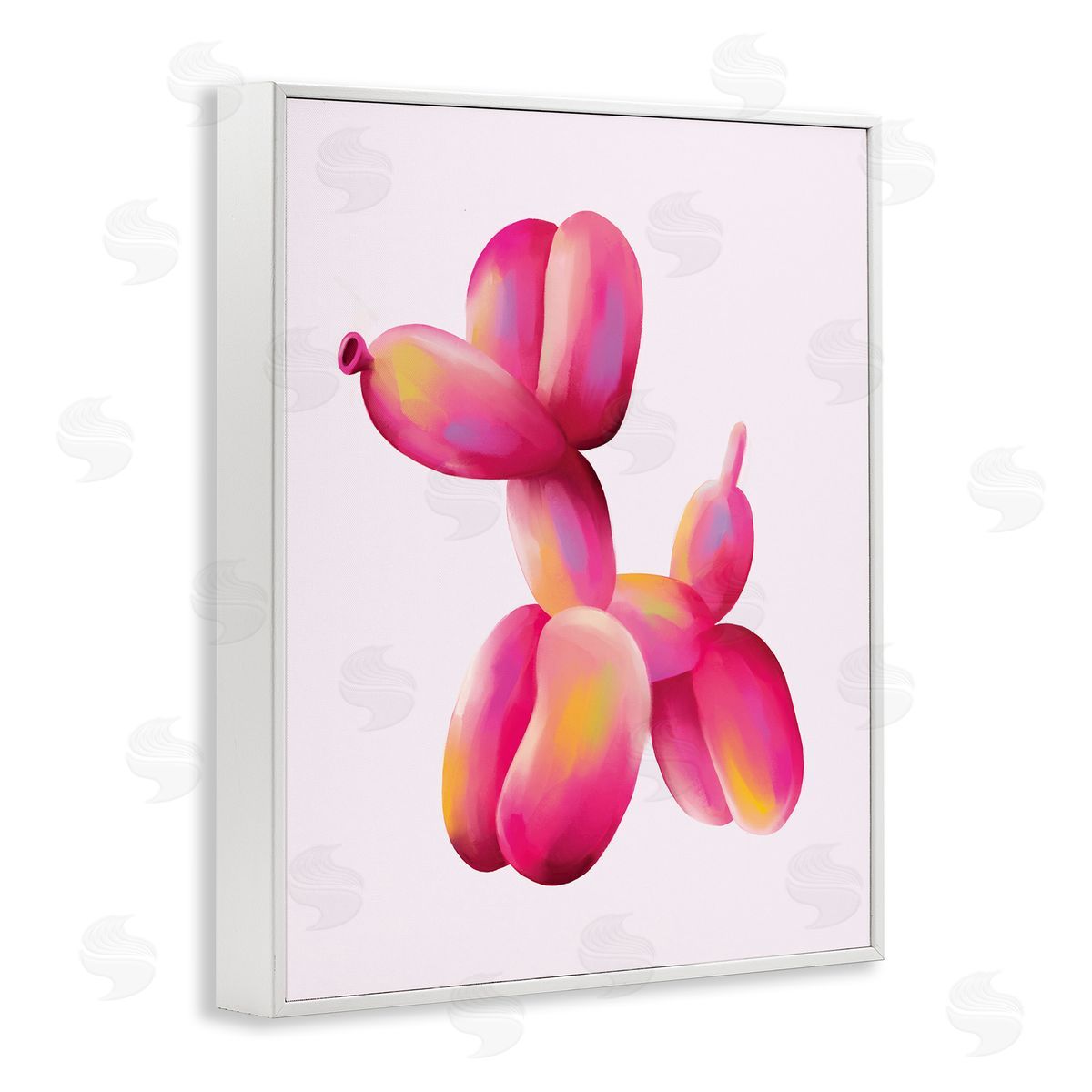 Nataly White Pink Balloon Dog White Framed Giclee Wall Art Print