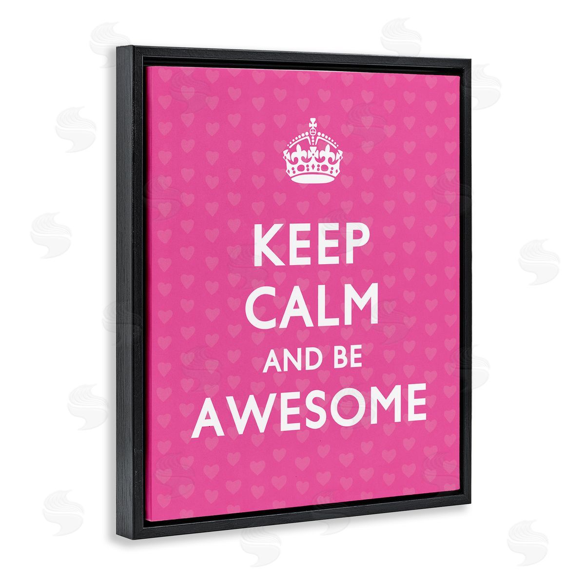 Nataly White Keep Calm Be Awesome Black Floating Frame Canvas Wall Art Print