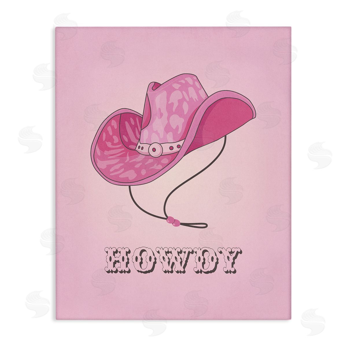 Nataly White Howdy Pink Cowgirl Hat Canvas Wall Art Print