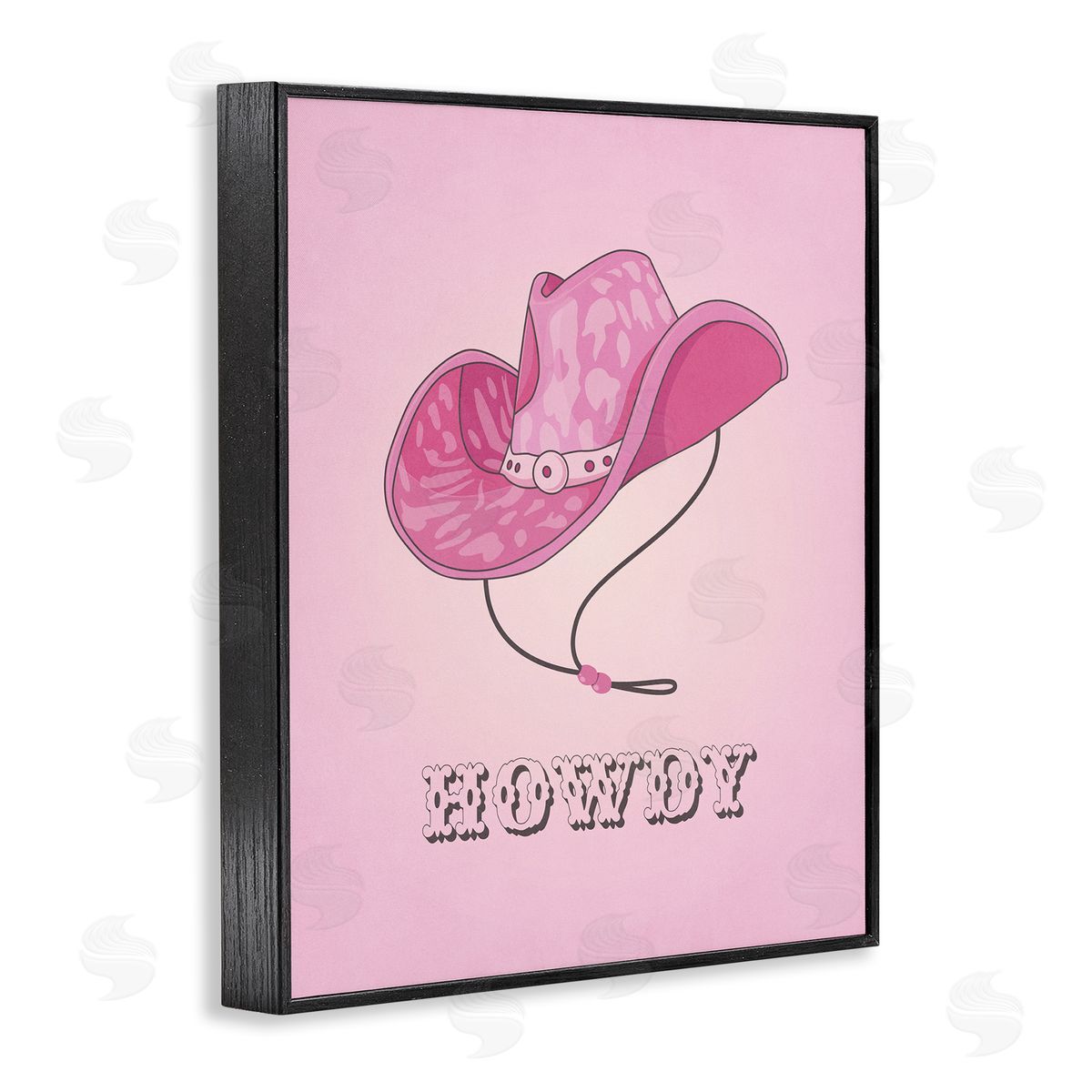Nataly White Howdy Pink Cowgirl Hat Black Framed Giclee Wall Art Print