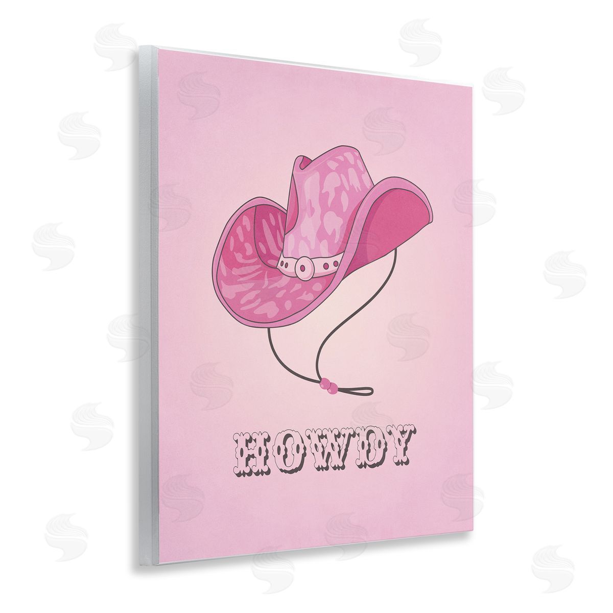 Nataly White Howdy Pink Cowgirl Hat Wooden Wall Plaque Art Print