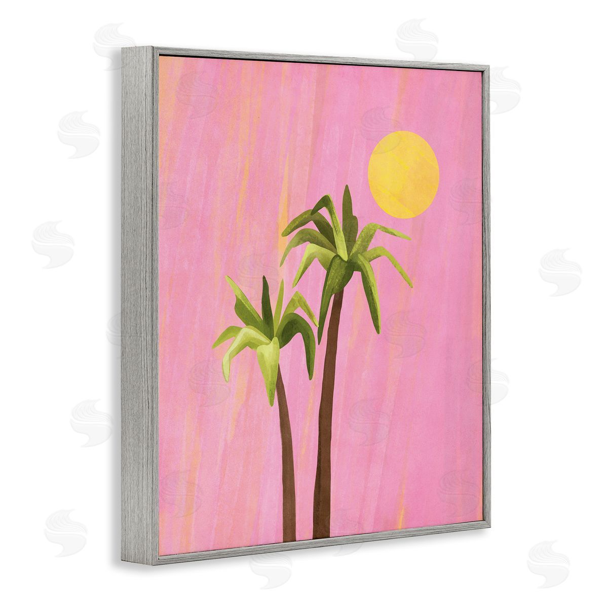 Nataly White Sunny Palm Trees Pink Gray Framed Giclee Wall Art Print