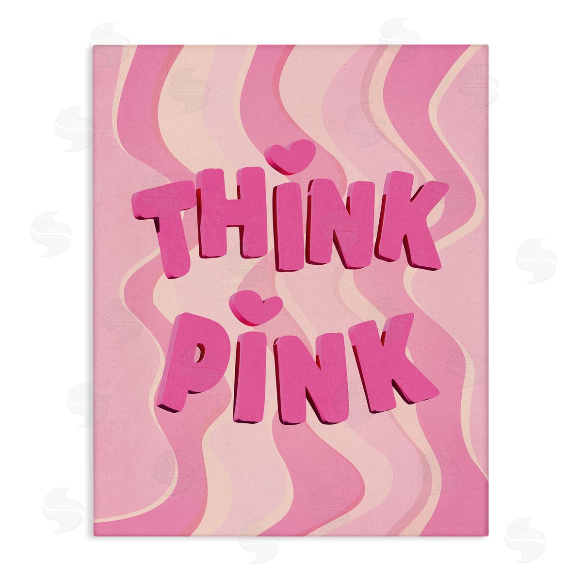 Nataly White Think Pink Wavy Pattern Canvas Wall Art Print