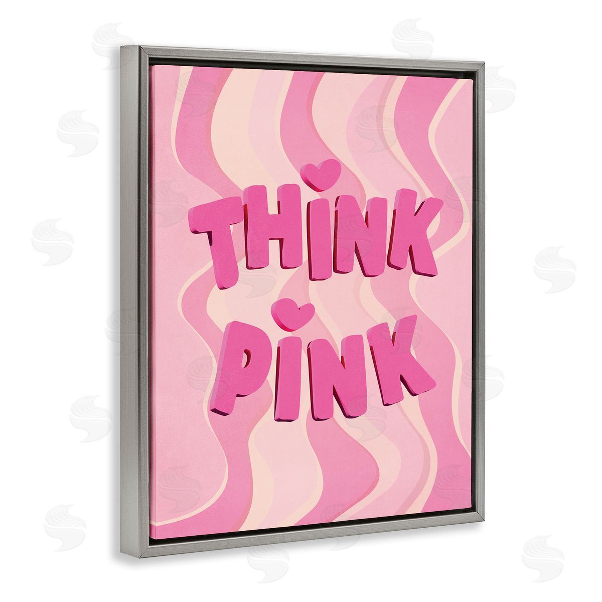 Nataly White Think Pink Wavy Pattern Gray Floating Frame Canvas Wall Art Print