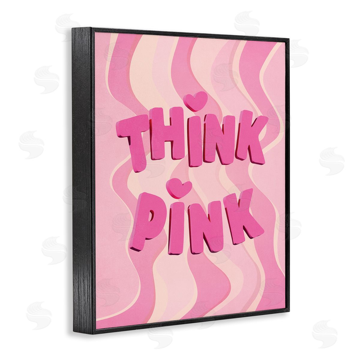 Nataly White Think Pink Wavy Pattern Black Framed Giclee Wall Art Print