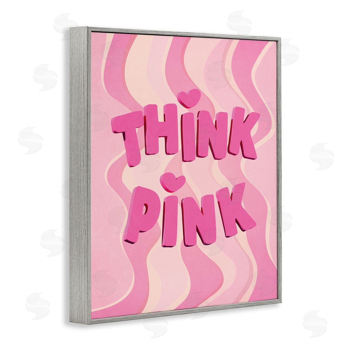 Nataly White Think Pink Wavy Pattern Gray Framed Giclee Wall Art Print