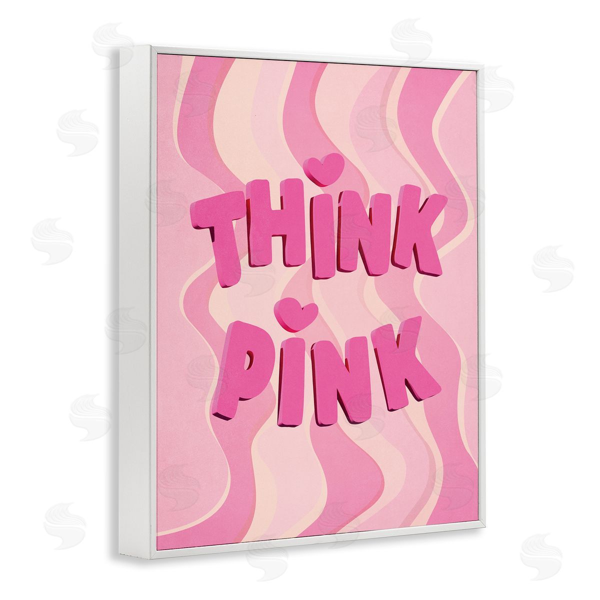 Nataly White Think Pink Wavy Pattern White Framed Giclee Wall Art Print