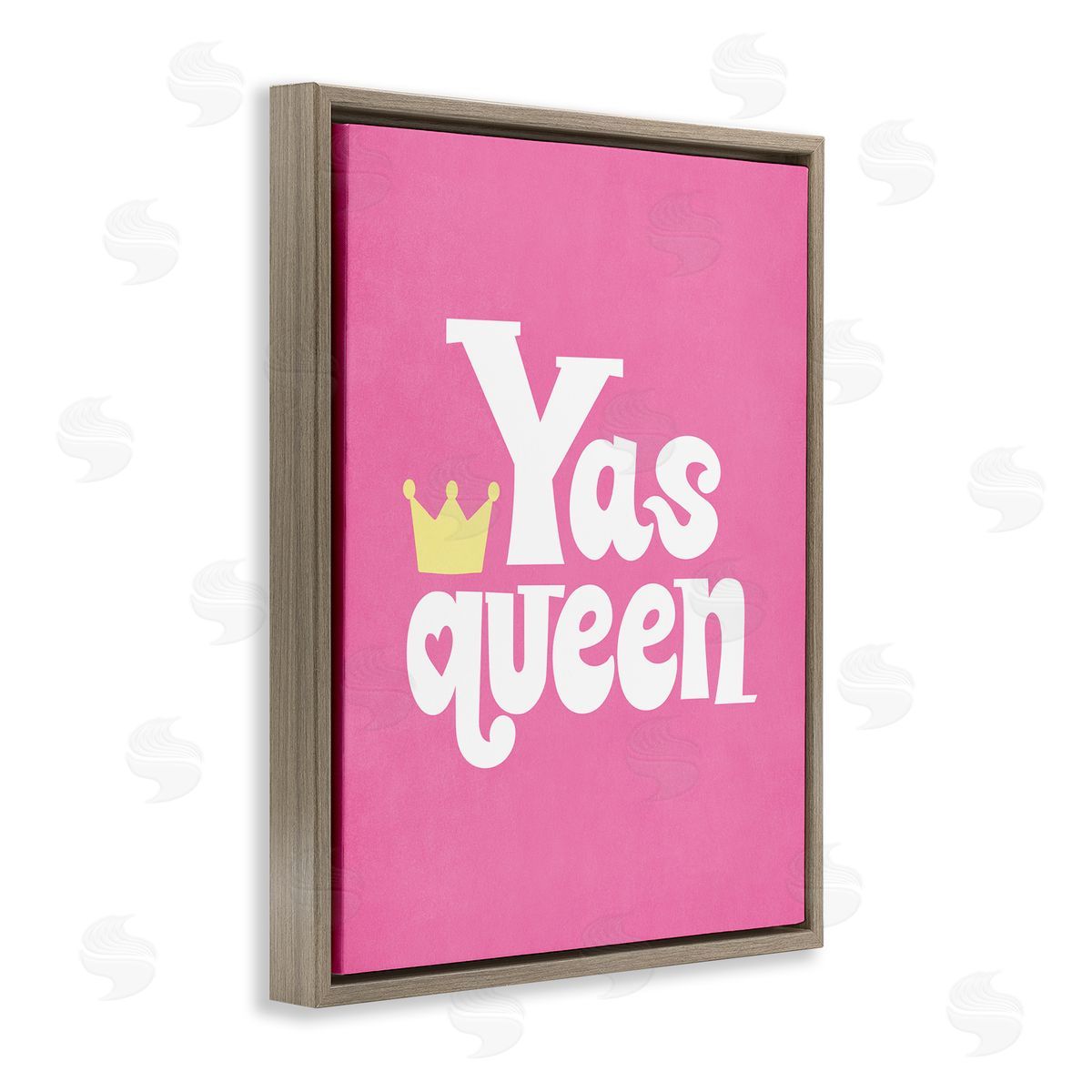 Nataly White Yas Queen with Crown Brown Floating Frame Canvas Wall Art Print