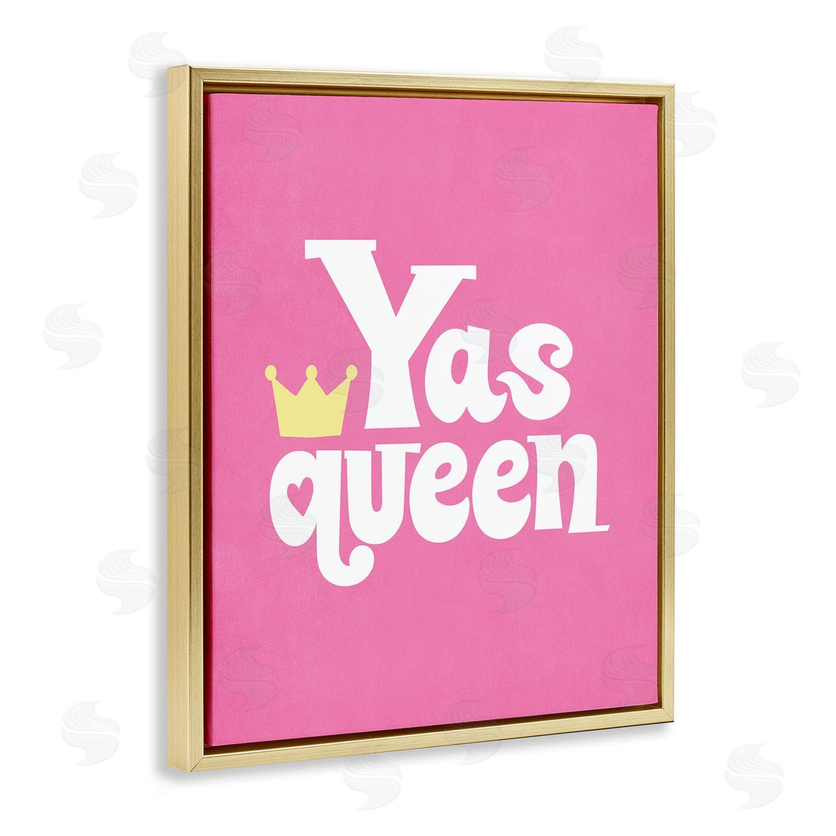 Nataly White Yas Queen with Crown Gold Floating Frame Canvas Wall Art Print