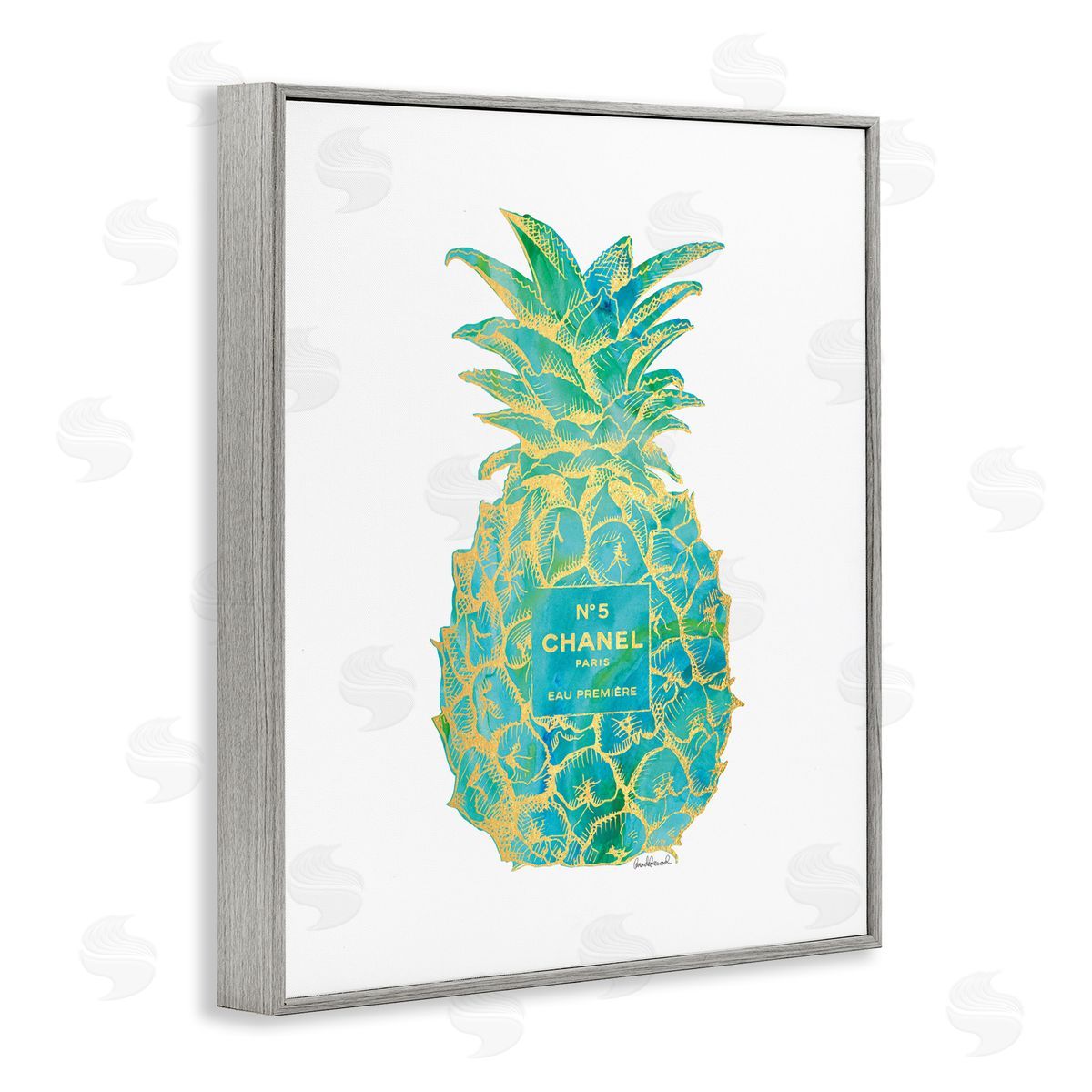 Amanda Greenwood Green Glam Brand Pineapple Gray Framed Giclee Wall Art Print