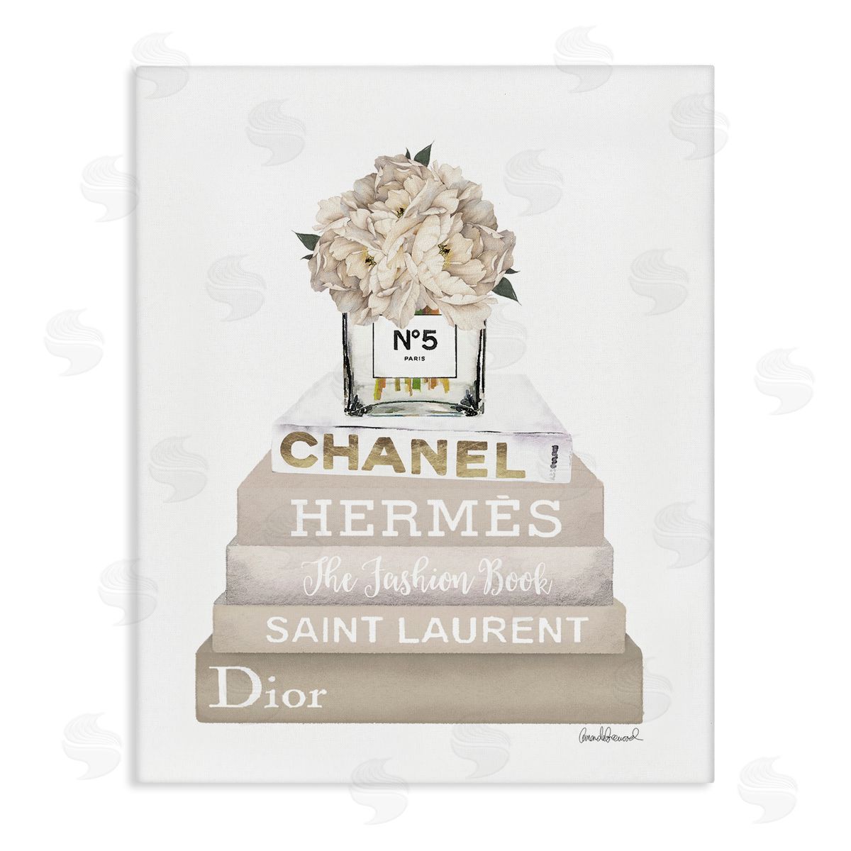 Amanda Greenwood Neutral Glam Bookstack Canvas Wall Art Print