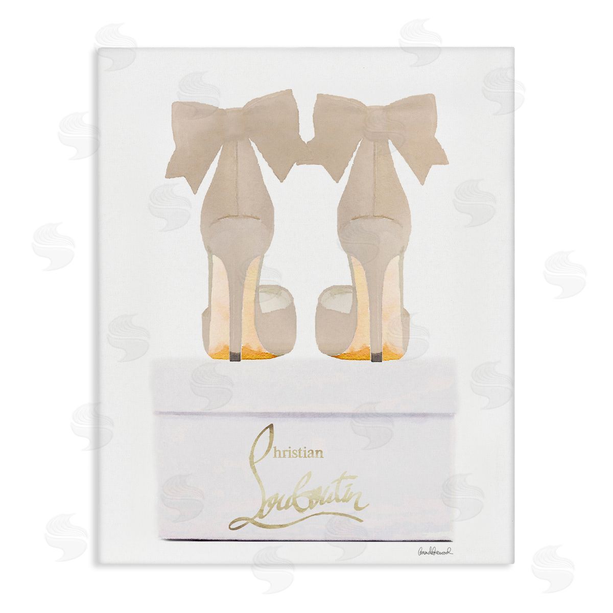 Amanda Greenwood Beige Bow Heels Canvas Wall Art Print