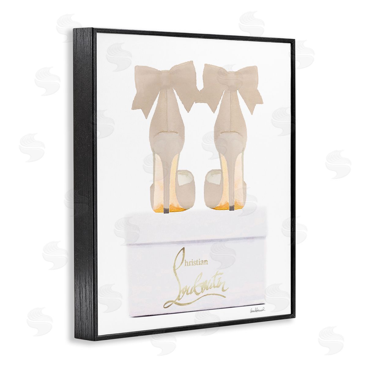 Amanda Greenwood Beige Bow Heels Black Framed Giclee Wall Art Print