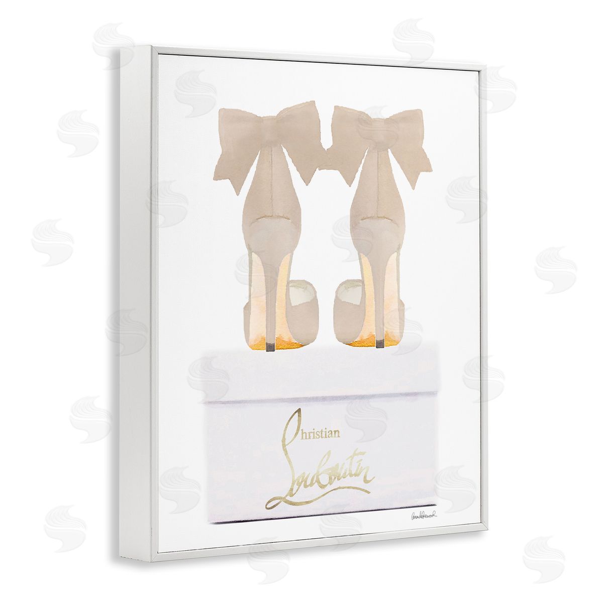 Amanda Greenwood Beige Bow Heels White Framed Giclee Wall Art Print