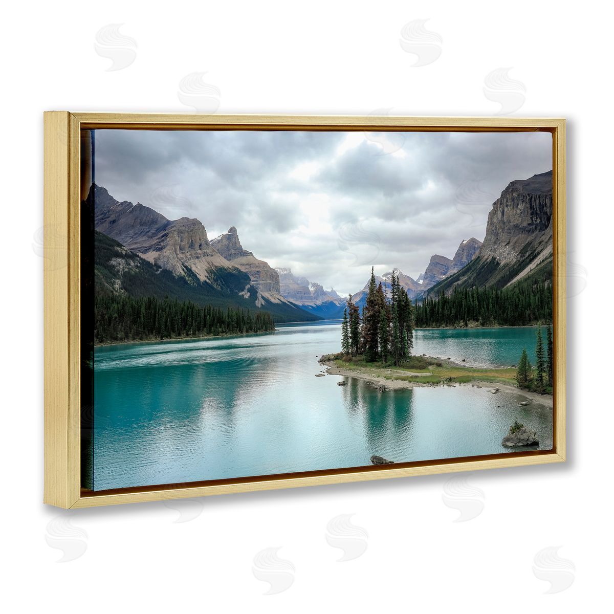 Dan Sproul Peninsula Vast Lake View Gold Floating Frame Canvas Wall Art Print