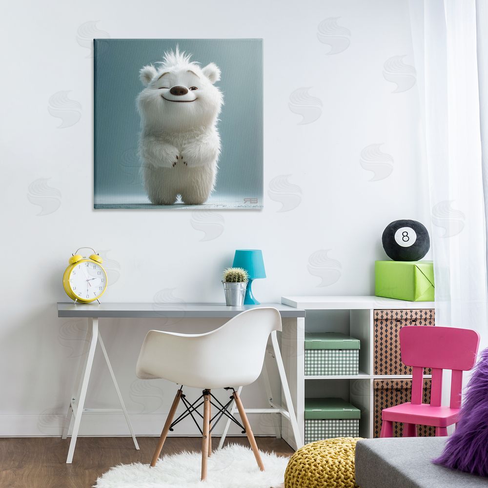 RB Smiling Polar Bear Cub Canvas Wall Art Print in Room