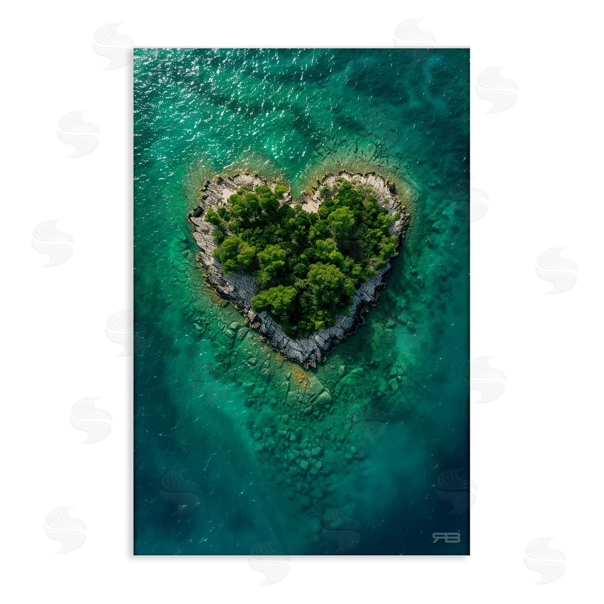 RB Heart Shaped Island Canvas Wall Art Print