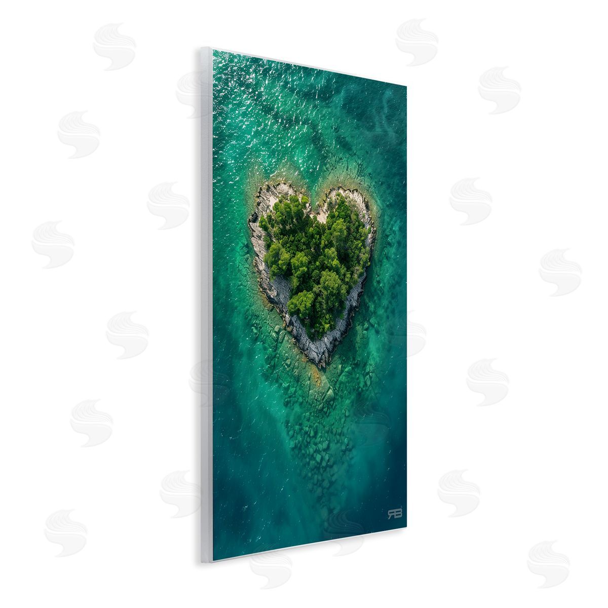 RB Heart Shaped Island Wooden Wall Plaque Art Print