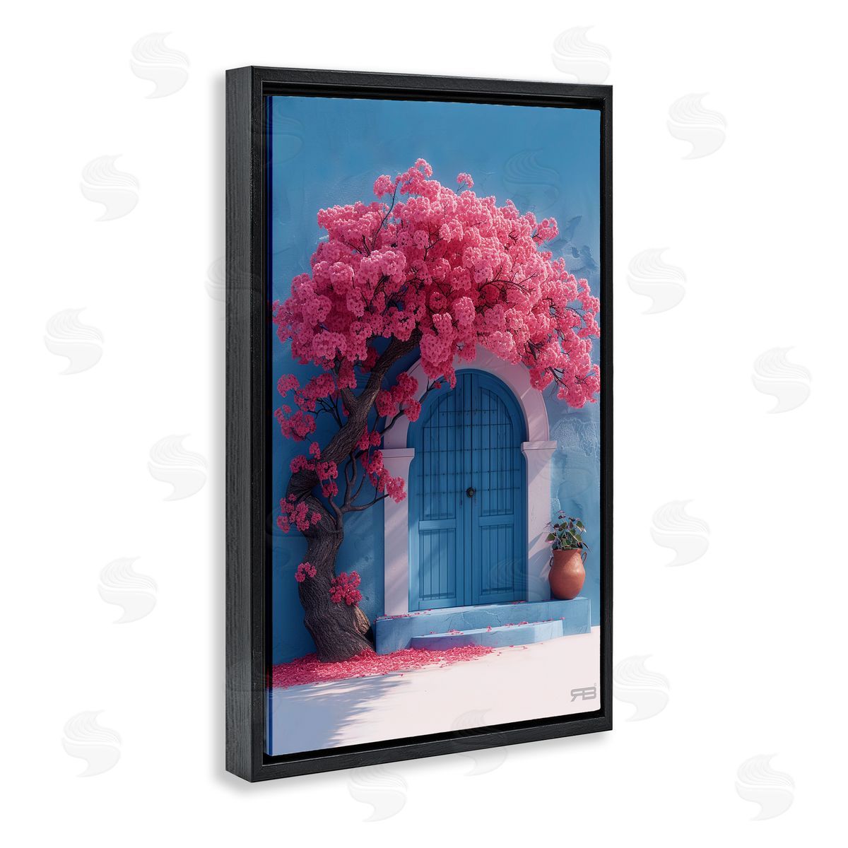 RB Tree Circling Doorway Black Floating Frame Canvas Wall Art Print