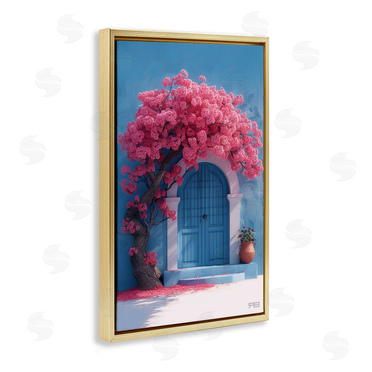 RB Tree Circling Doorway Gold Floating Frame Canvas Wall Art Print