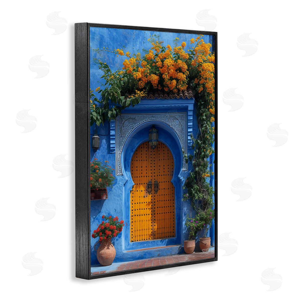 RB Blue & Orange Architecture Black Framed Giclee Wall Art Print
