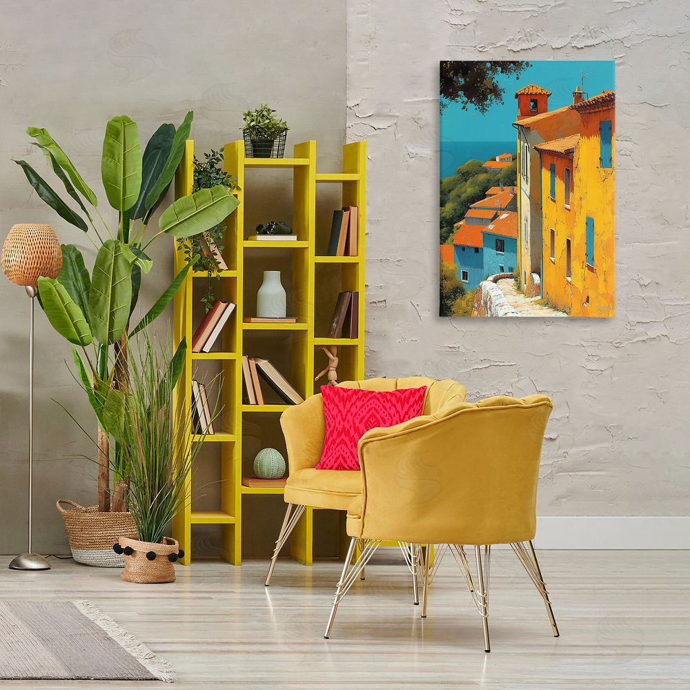 RB Tall Buildings by Sea Canvas Wall Art Print in Room