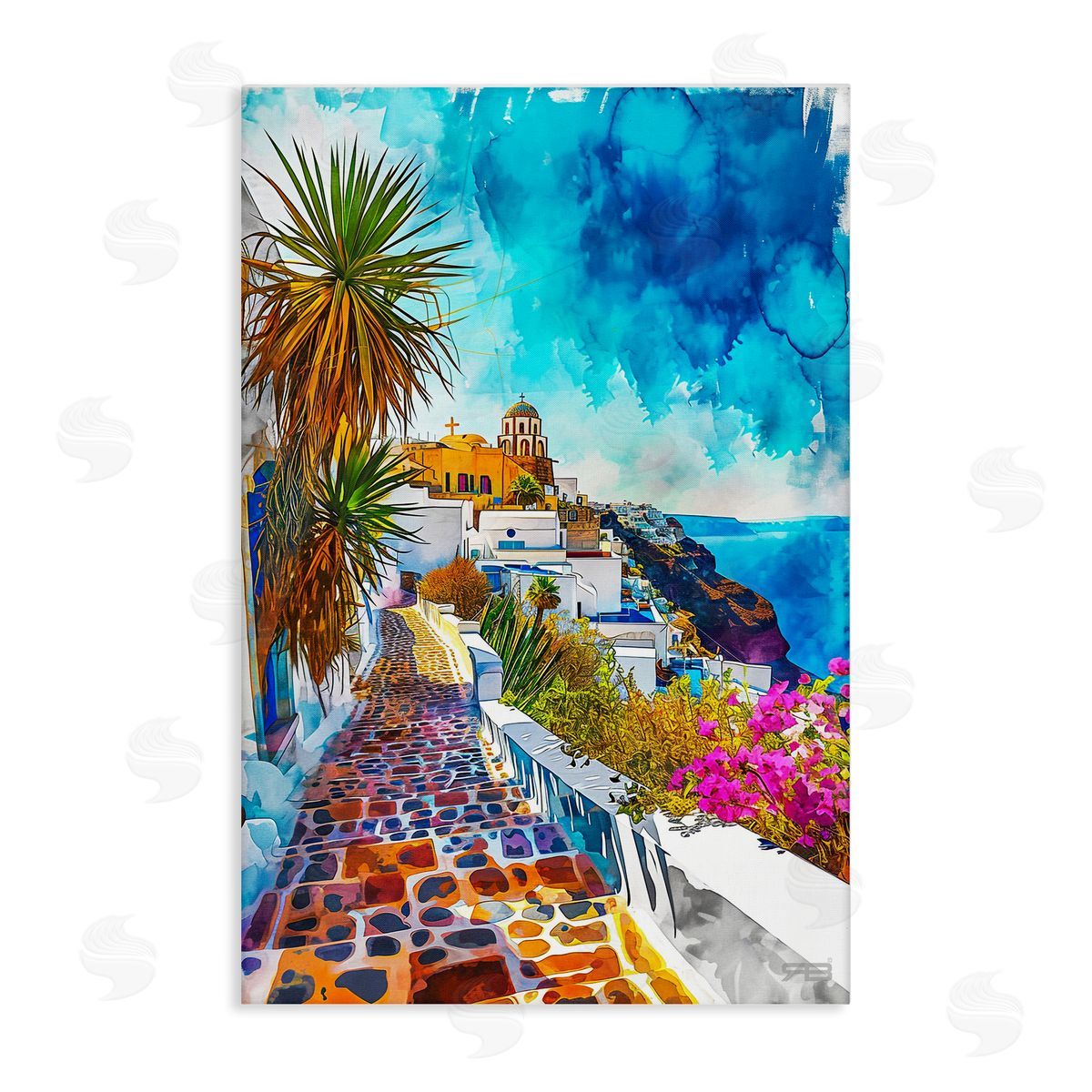 RB Tropical Coastal Town Canvas Wall Art Print