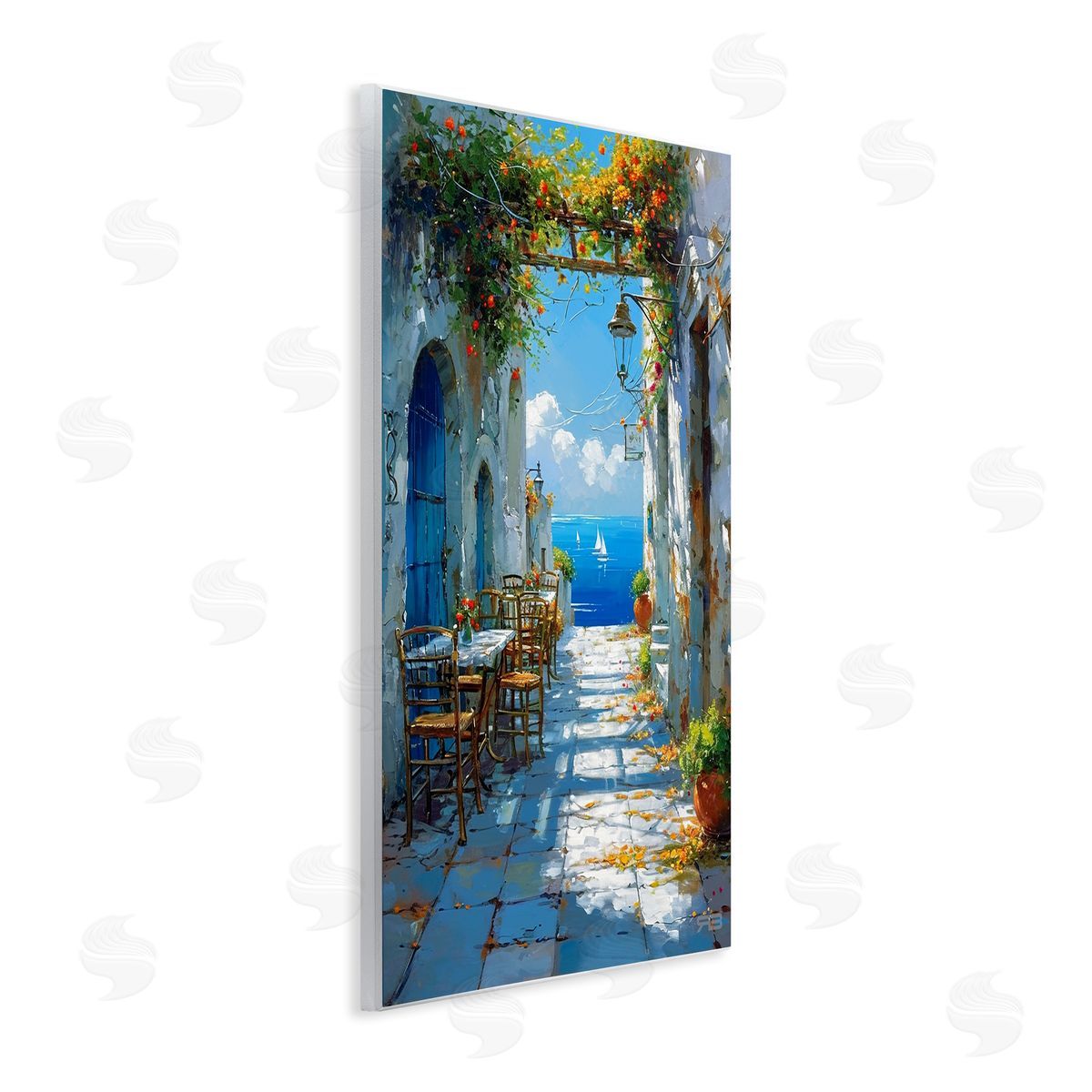 RB Quaint Alley by Sea Wooden Wall Plaque Art Print