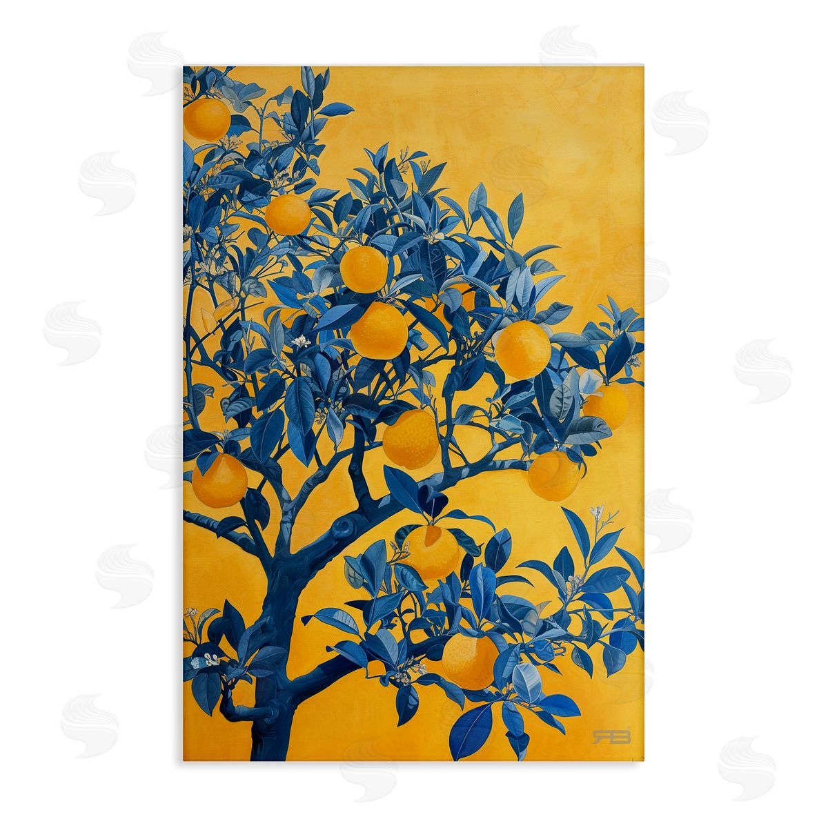 RB Lemon Tree on Orange Canvas Wall Art Print