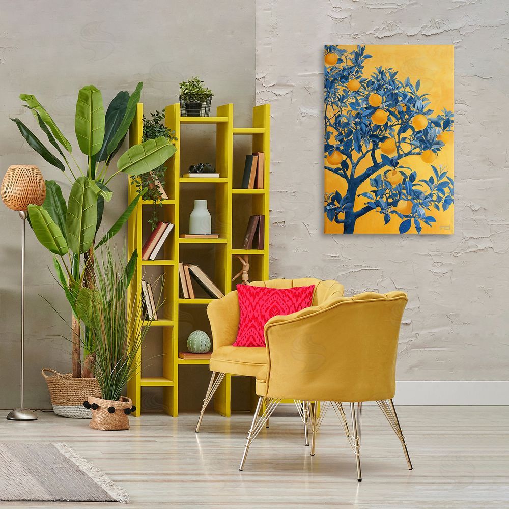 RB Lemon Tree on Orange Canvas Wall Art Print in Room