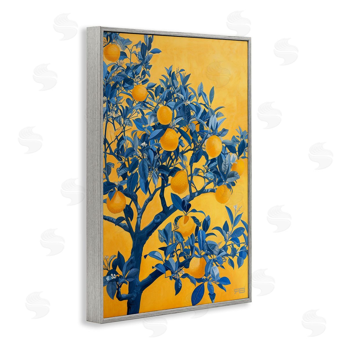 RB Lemon Tree on Orange Gray Framed Giclee Wall Art Print