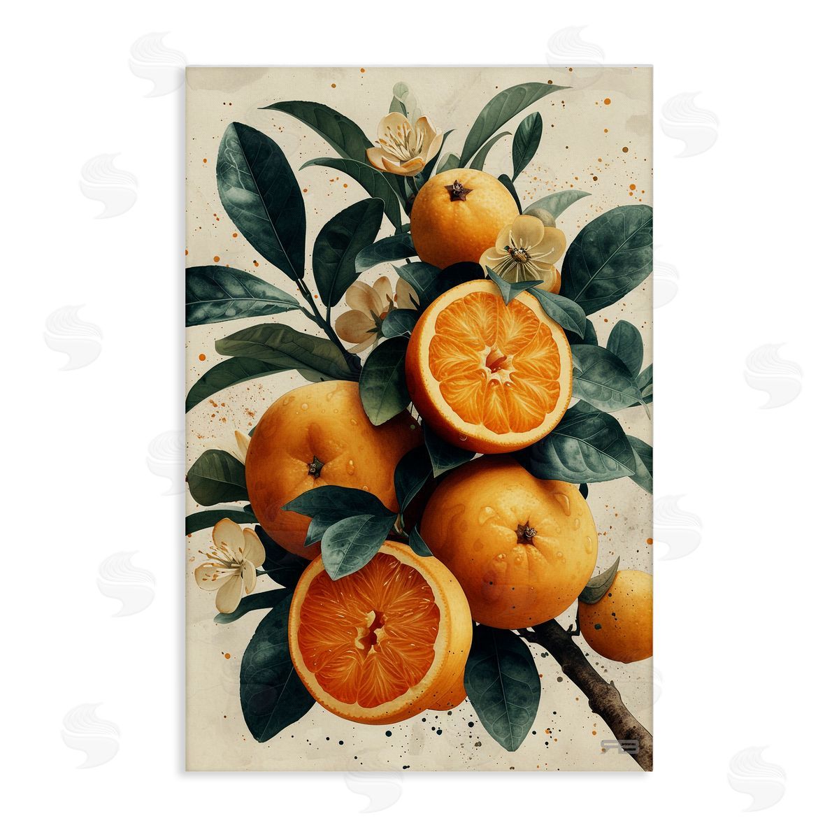 RB Vibrant Citrus Branch Canvas Wall Art Print
