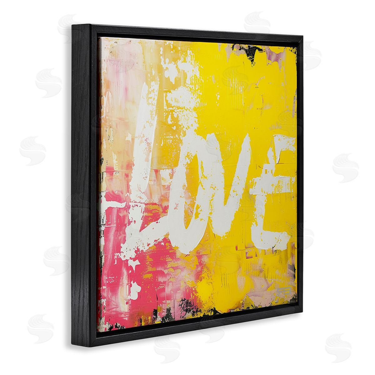 RB Urban Love Paint Style Black Floating Frame Canvas Wall Art Print
