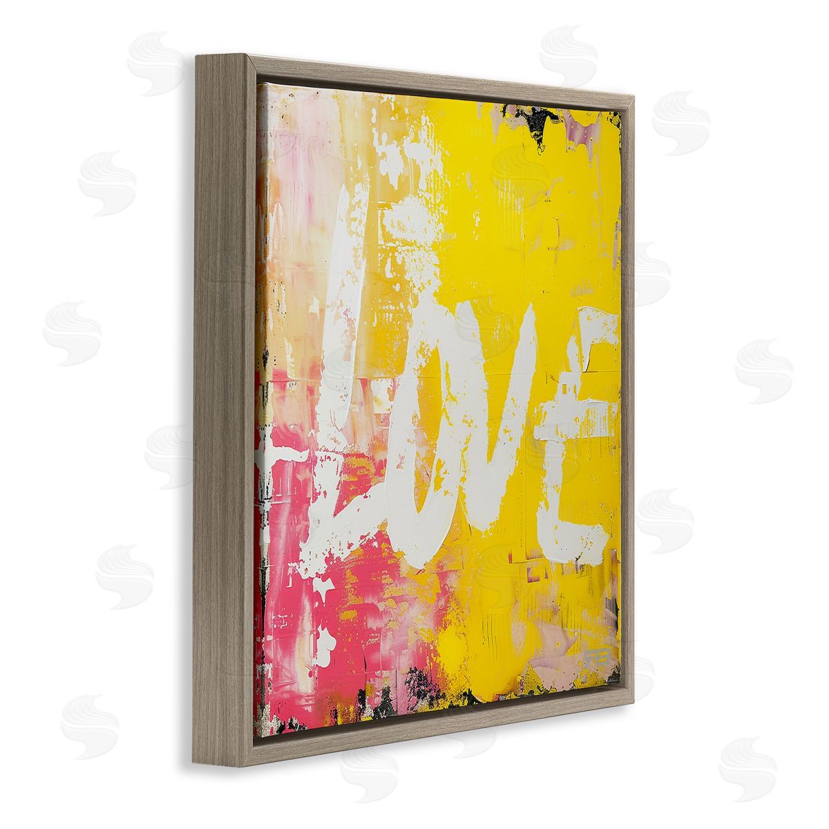 RB Urban Love Paint Style Brown Floating Frame Canvas Wall Art Print