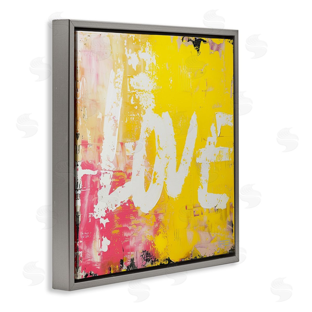 RB Urban Love Paint Style Gray Floating Frame Canvas Wall Art Print